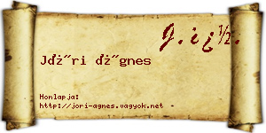 Jóri Ágnes névjegykártya